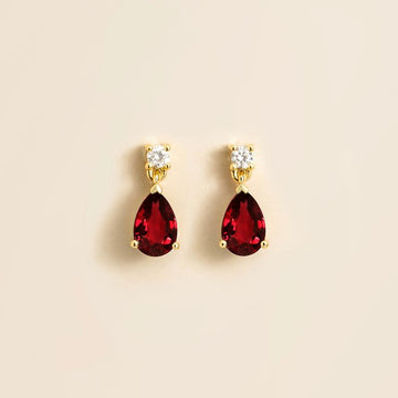 Aretes de granates con diamantes