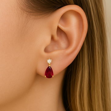 Aretes de granates con diamantes
