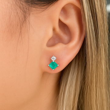 Aretes de esmeralda con diamante