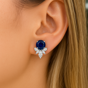 Aretes de zafiros con cascada de diamantes