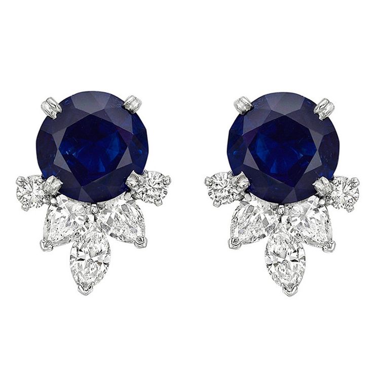 Aretes de zafiros con cascada de diamantes