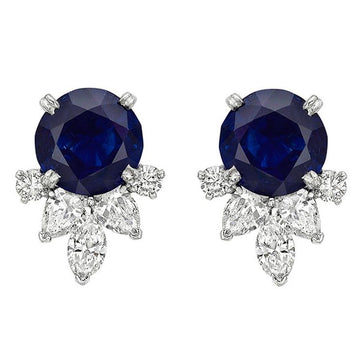 Aretes de zafiros con cascada de diamantes