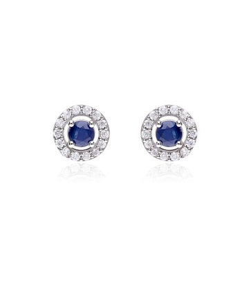 Aretes de zafiros con halo de diamantes